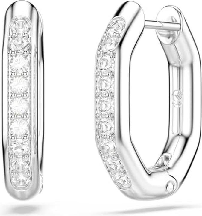 Actual product image Swarovski Dextera Kreolen Achteckform Rundschliff Weiss Rhodiniert (Swarovski Metal)