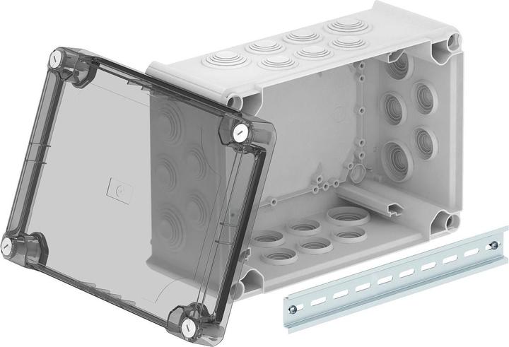 Produktbild OBO Bettermann OBO T 350 HD TR Kabelabzweigkasten mit hohem transp. Deckel 285x201x139 lichtgra