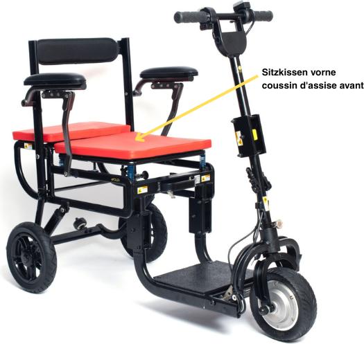 Produktbild SunTech Sitzkissen vorne zu eFoldi Mini Scooter Lite, rot