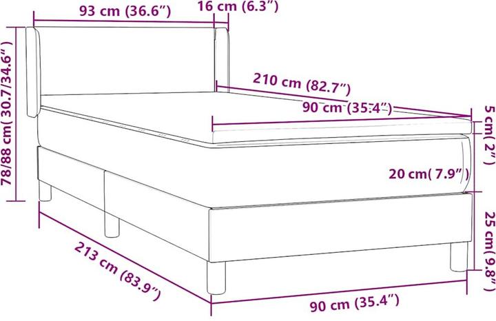 Image du produit vidaXL Boxspringbett (90 x 210 cm)