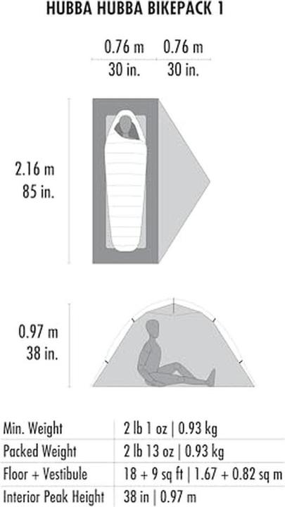 Produktbild Msr Hubba Hubba Bikepack 1 (Kuppelzelt, 0.93 kg, 1 Person)