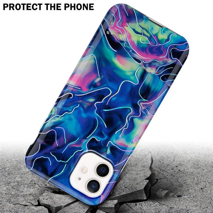 Image du produit Cadorabo Couverture IMD TPU Marbre coloré (Realme 12 Pro+, Apple iPhone 12)