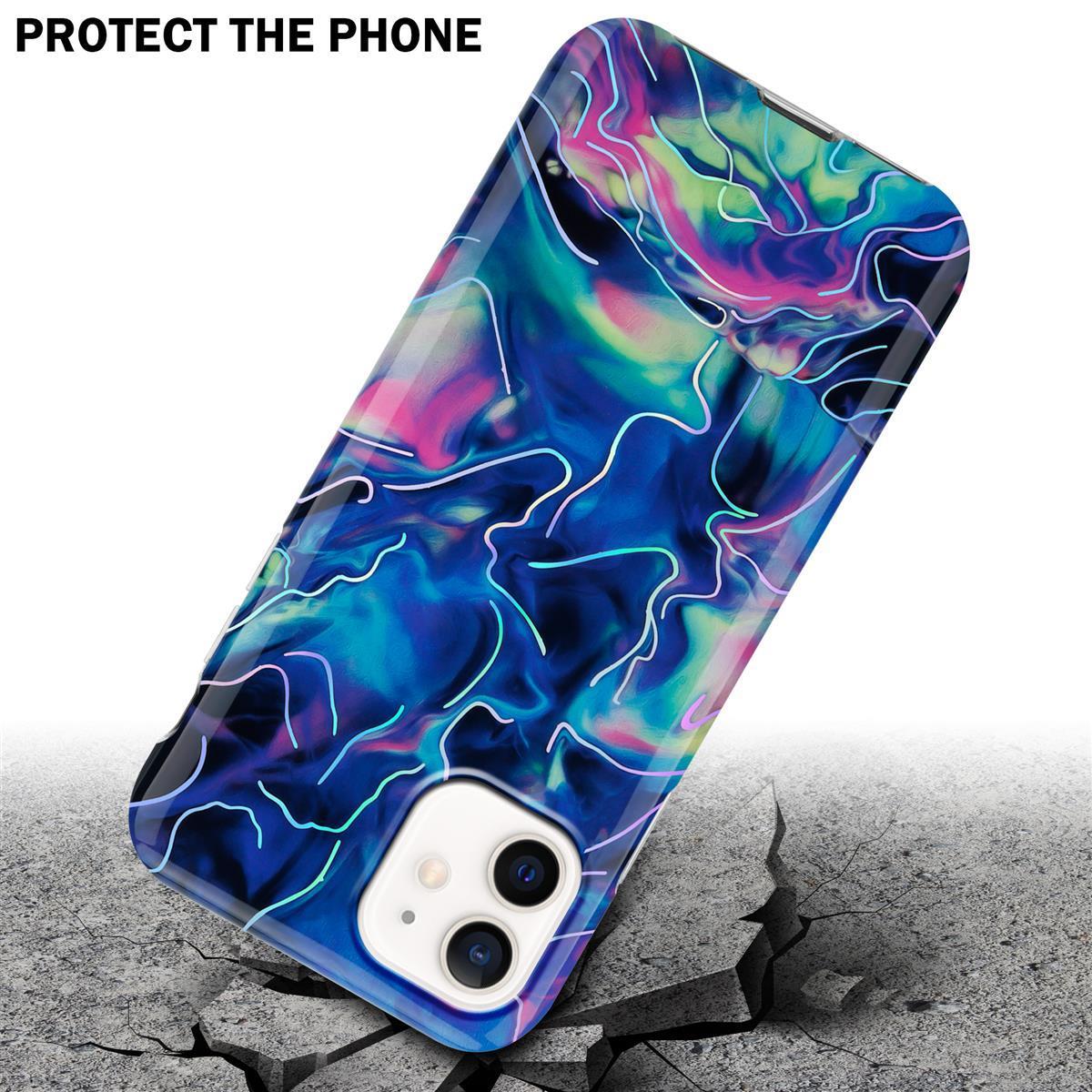 Thumbnail - Cadorabo IMD TPU Bunter Marmor Cover (Realme 12 Pro+, Apple iPhone 12), Smartphone Hülle, Blau