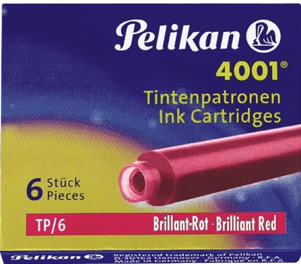 Actual product image Pelikan 4001 Tp/6 (ink cartridges, Red)