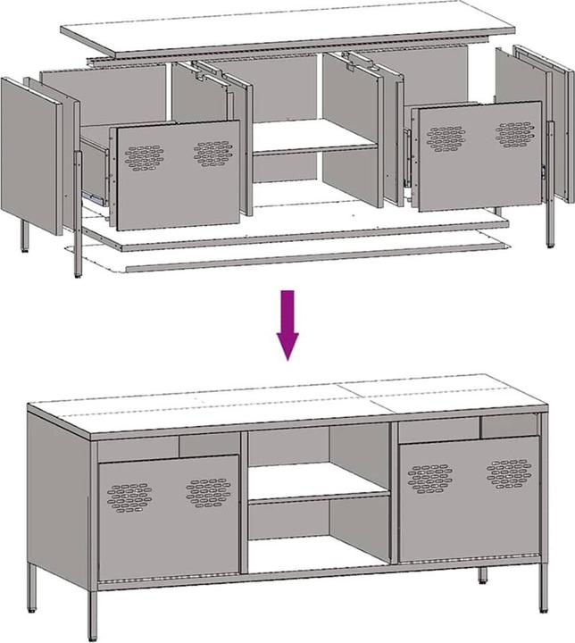 Produktbild vidaXL TV Schrank Fernsehtisch Fernsehschrank Lowboard Weiss Kaltgewalzter Stahl (39 x 39 x 43.5 cm)