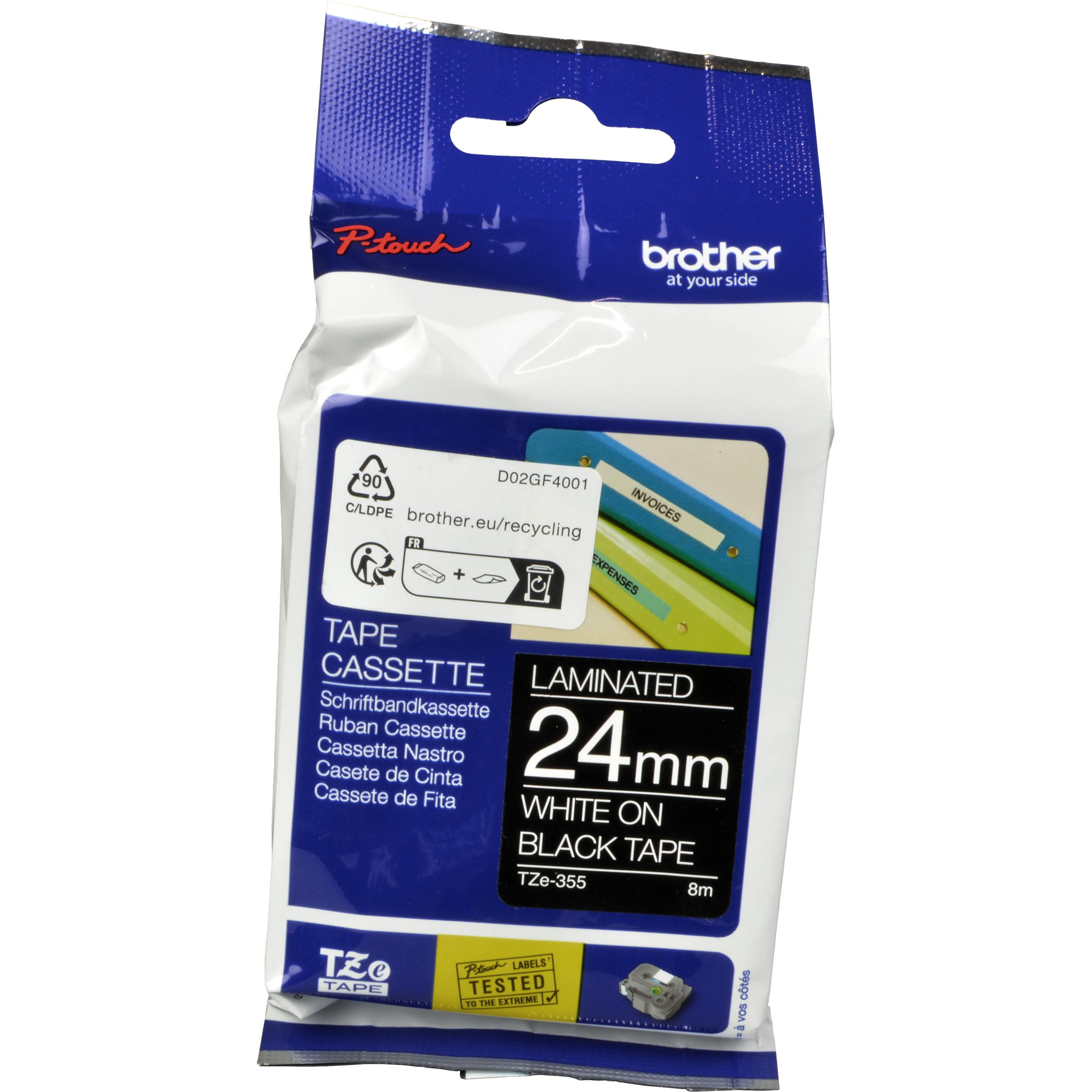 Brother, Beschriftungsband, Tze-355 (2.40 cm, Schwarz)