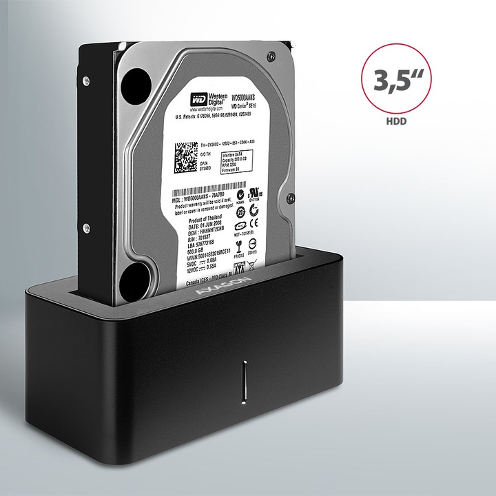 Produktbild Axagon ADSA-SN Speicherlaufwerk-Docking-Station USB 3.2 Gen 1 (3.1 Gen 1) Type-A Schwarz (3.5")