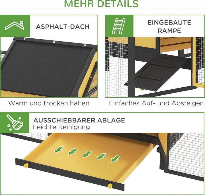 Produktbild PawHut Hühnerstall Tannenholz Gelb