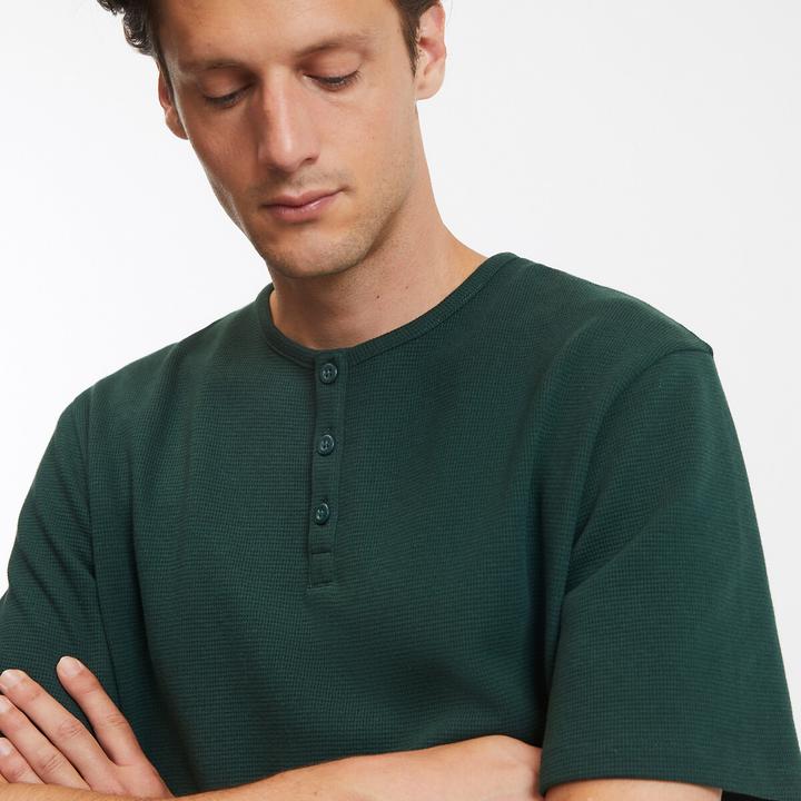 Image du produit La Redoute Collections Haut en forme de t-shirt avec encolure ronde et petite patte de boutonnage (L)