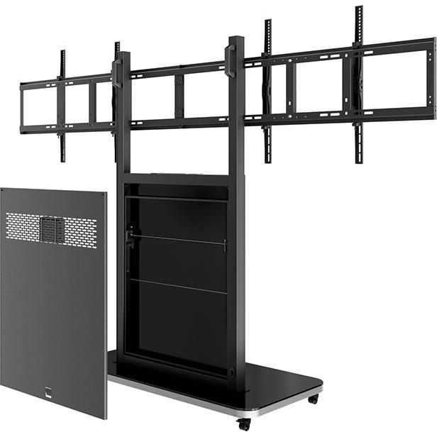 Hagor HAGROR Rollwagen 600x400mm schwarz 2x 55kg/2x 55-65" (65", 110 kg), TV Ständer, Schwarz