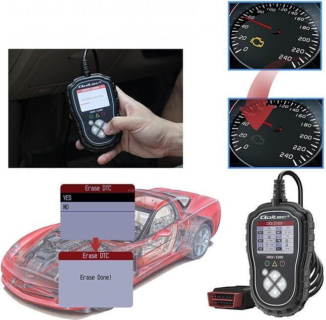 Actual product image Qoltec ProLine Digitaler Diagnosetester | OBD2 EOBD | Polnische SPEISEKARTE | 8V-25V | Duales System