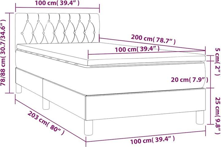 Produktbild vidaXL Boxspringbett (100 x 200 cm)