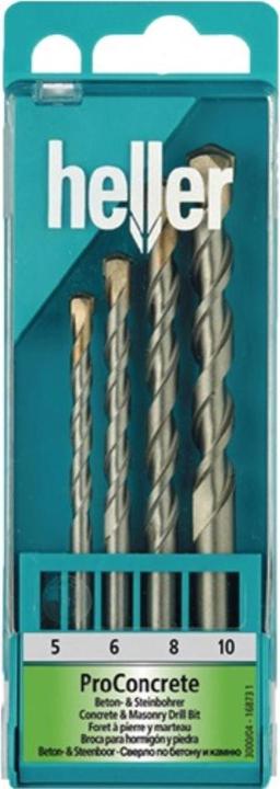 Actual product image Heller Concrete twist drill set 4 pieces (10 mm, 6 mm, 8 mm, 5 mm)