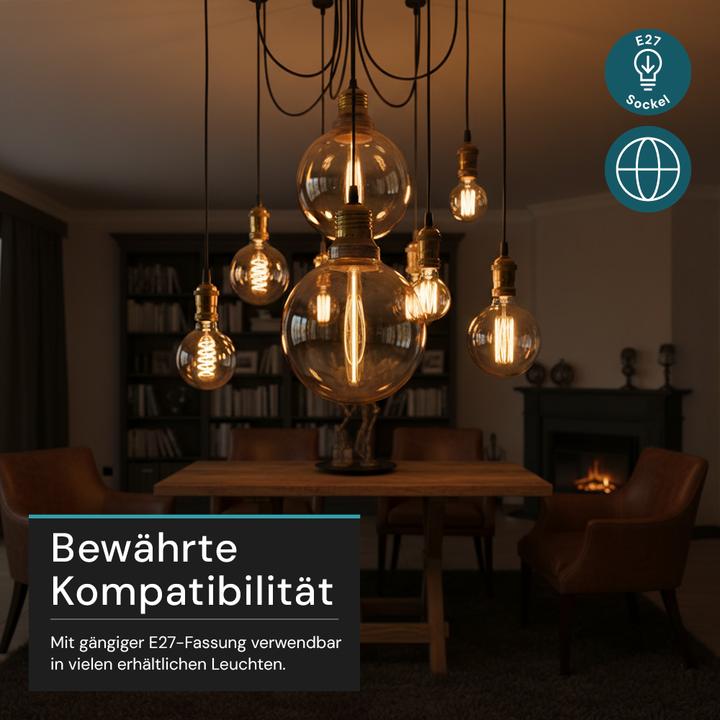 Produktbild Luxula LED-Filament-Lampe, Line Amber Globe, E27, 2W, 65lm, 1800K (E27, 65 lm, 1x)