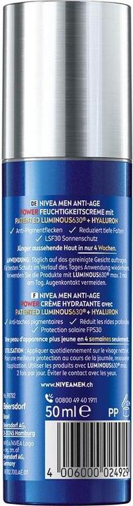 Actual product image NIVEA Men Anti-Age Power (50 ml, 24h cream, SPF 30)