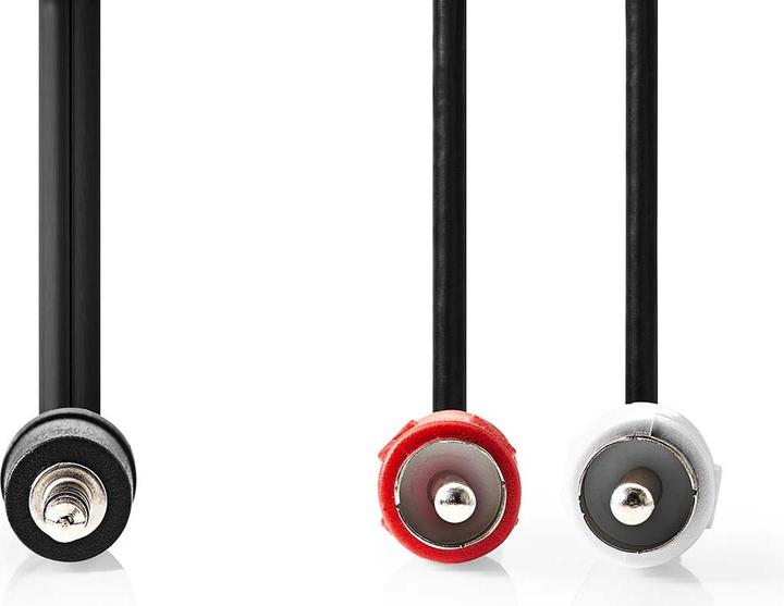 Produktbild Nedis Stereo-Audiokabel | 3.5 mm Stecker | 2x RCA Stecker | Vernickelt | 15.0 m | Rund | Schwarz | L (15 m, 3.5mm Klinke (AUX))