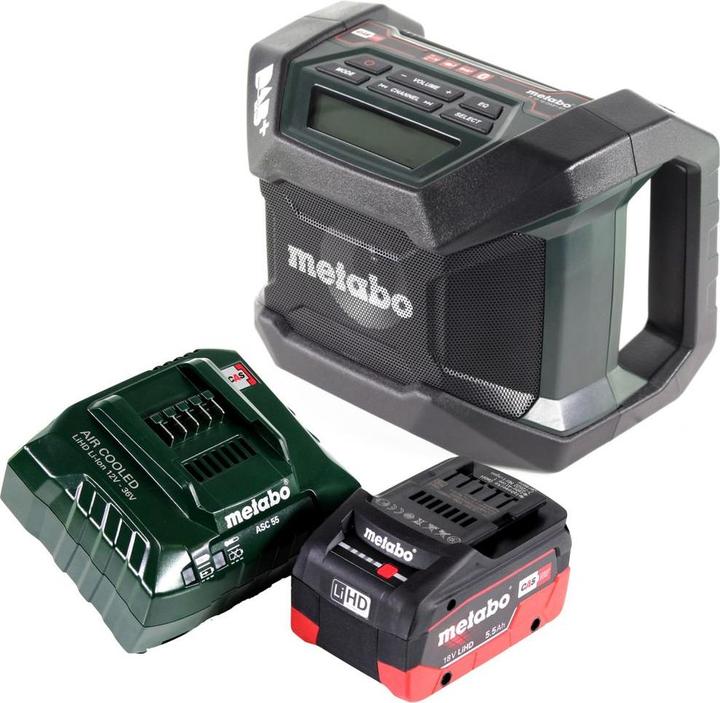 Actual product image Metabo R 12-18 DAB+ BT Battery construction site radio 12-18 V DAB+ Bluetooth + 1x battery 5.5 Ah + charger (AM, DAB+, FM, Bluetooth)