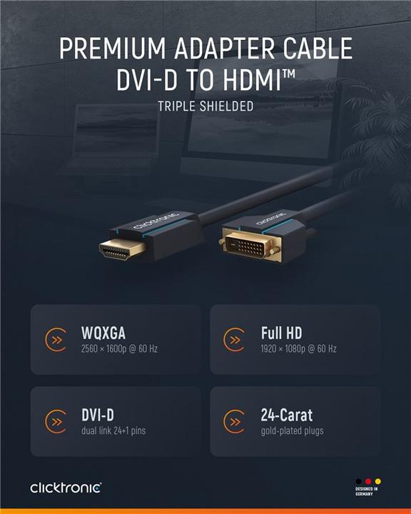 Produktbild clicktronic HDMI (Typ A) — DVI (3 m, DVI, HDMI, 2.0)