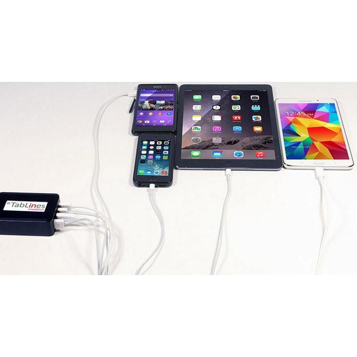 TabLines USB4-C 4-Port USB-Ladegerät mit 1m Euro-Netzkabel, schwarz, USB Ladegerät, Schwarz