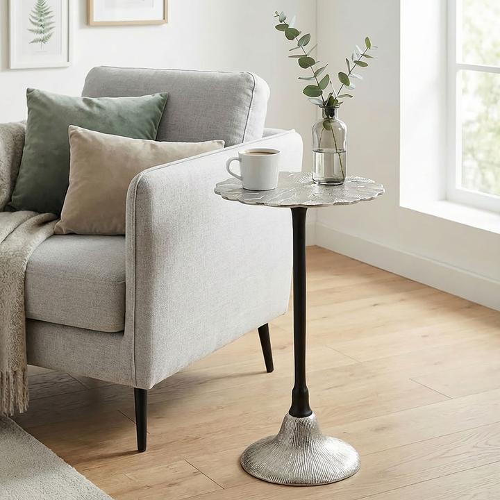 Produktbild FineBuy Beistelltisch Aluminium Anstelltisch Metall Wohnzimmertisch Dekotisch Couchtisch
