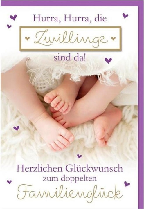 Produktbild Braun + Company Glückwunschkarte Zwillinge 11.5 x 17 cm (6 Stk.)