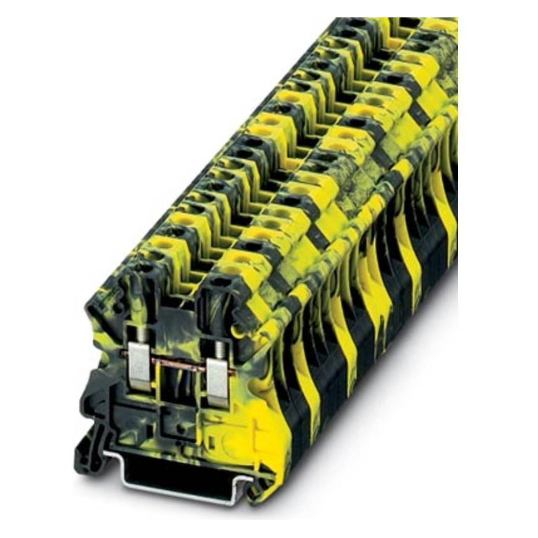Phoenix Contact UT 2,5-FE 3245121 Doorvoerklemmenblok Aantal polen: 2 0,14 mm² 4 mm² Zwart-Geel 50 st., Kabels + Stekkers, Zwart, Geel