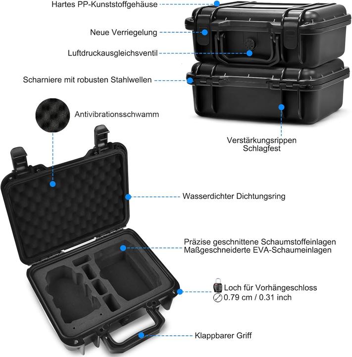 Produktbild Lekufee Wasserdichte Drohnen-Tragetasche für DJI Mini 2/2 SE (Drohnen Koffer, DJI Mini 2, DJI Mini 4 Pro)