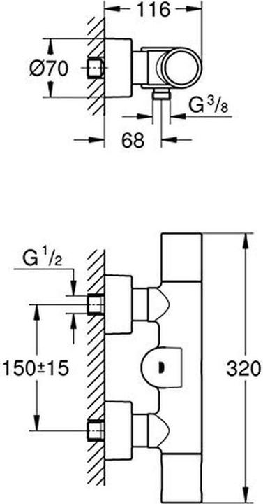Produktbild Grohe Eurosmart Cosmopolitan E Special Infrarot-Brausebatterie mit Mischeinrichtung