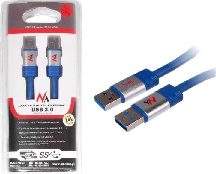 Produktbild Maclean MCTV-606 MCTV-606 USB 3.0 AM - AM Cable 1.8m (1.80 m, USB 3.0)