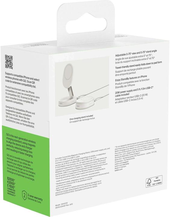 Produktbild Belkin Boost Charge Pro Qi2 magnetische Ladestation (20 W)
