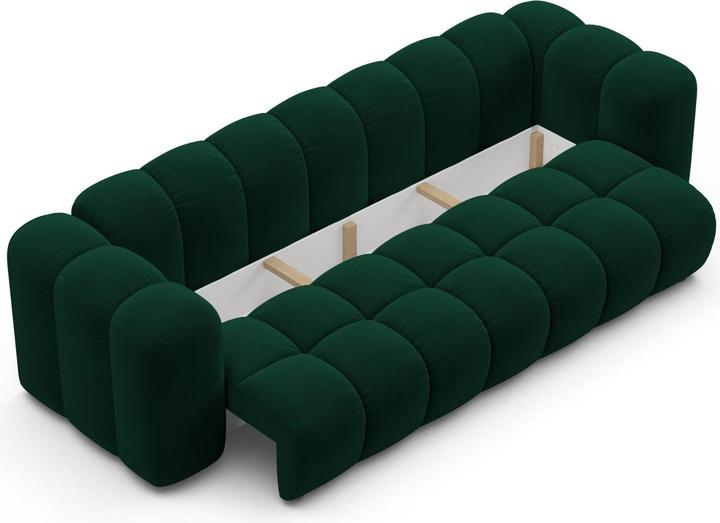 Actual product image Maison Heritage Velvet Sofa With Bed Function And Box, "Arden", 3 Seats, Bottle Green, 253x102x70 Made in Europe (3-seater)