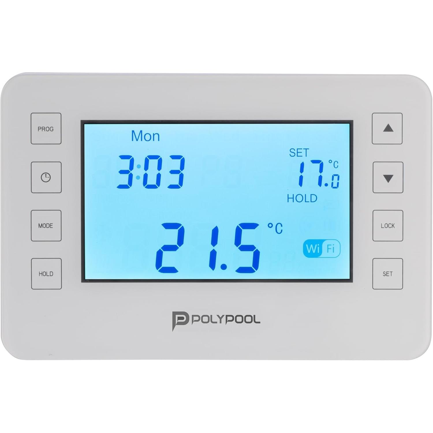 Poly Pool Termostato Digitale Intelligente Wifi Programmabile, Termostato, Bianco