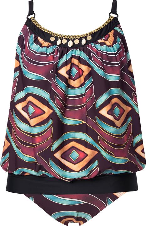 Actual product image Ulla Popken Geometric Print Elastic Hem Tankini Set (42)