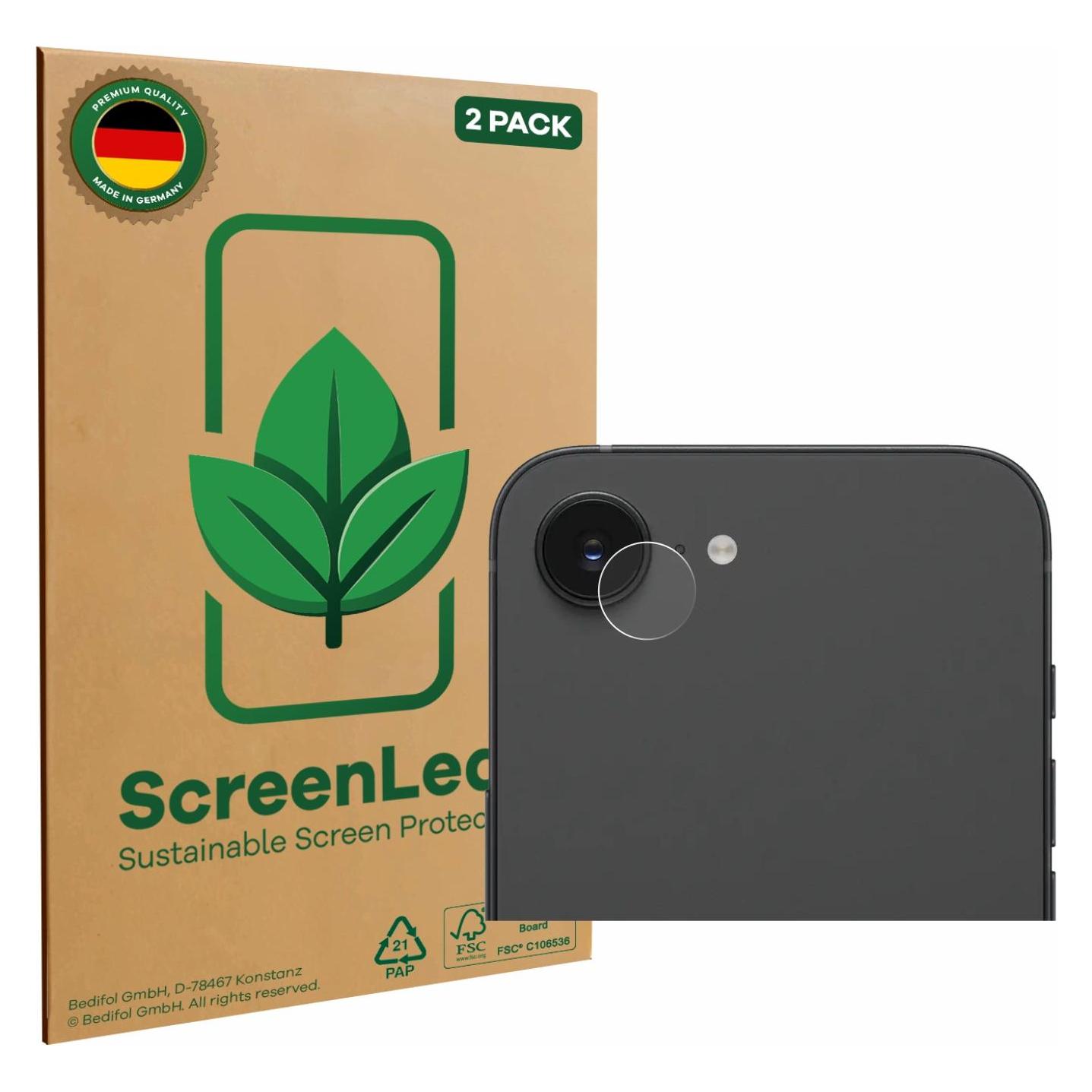 ScreenLeaf Schutzfolie Nachhaltiger Displayschutz Display Schutz Folie Klar Transparent (2 Pcs., Apple IPhone 16e), Smartphone Beschermfolie,