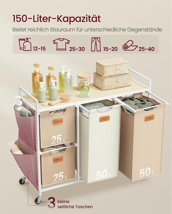 Actual product image Vasagle Wäschekorb mit Ablage Creme-Camel (150 l)