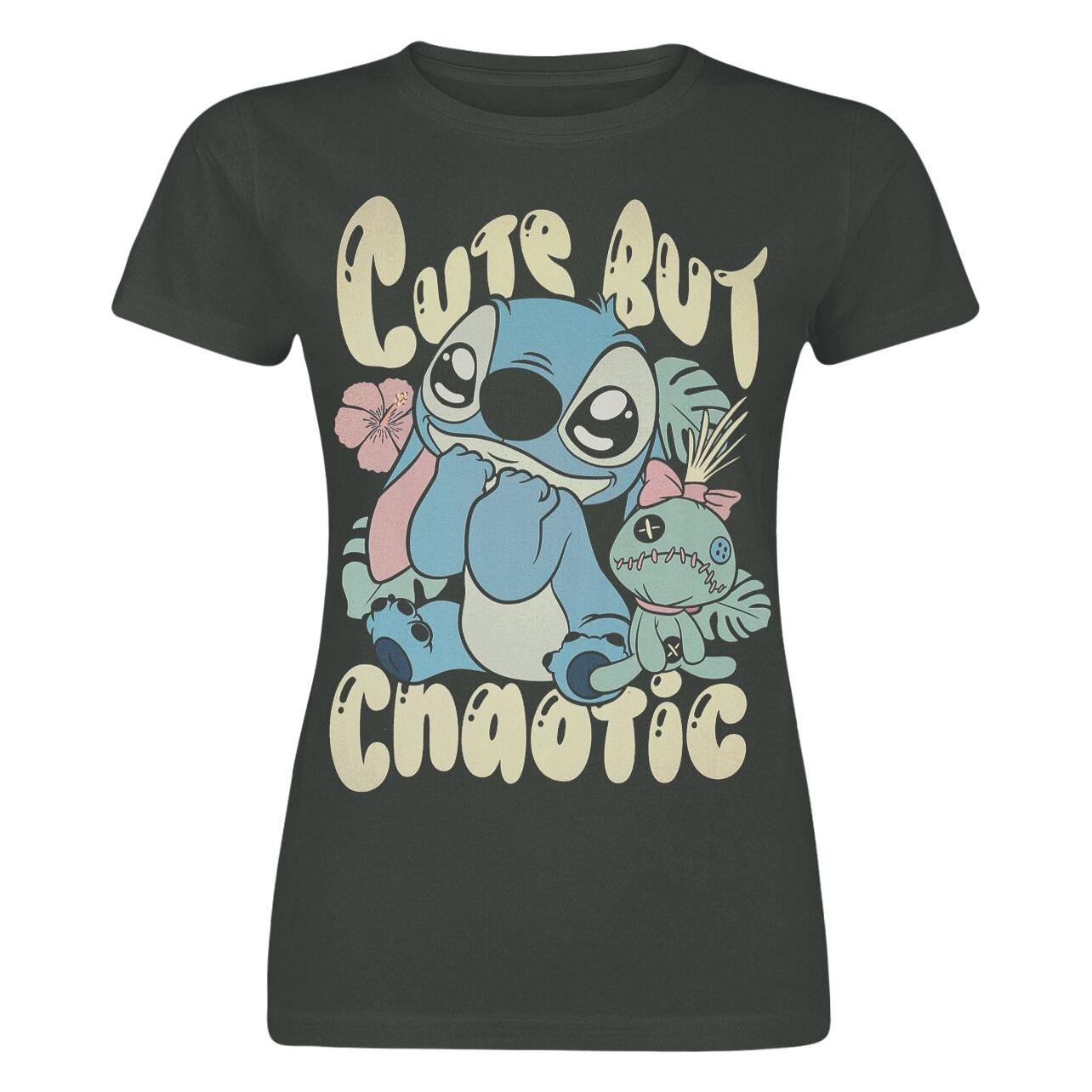Lilo & Stitch, Damen, Shirts, Stitch Cute But Chaotic, Grau, (L)