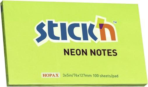 B.N.T. Notes Stick'N NEON green 76x127mm 100sheets - (12pcs.)