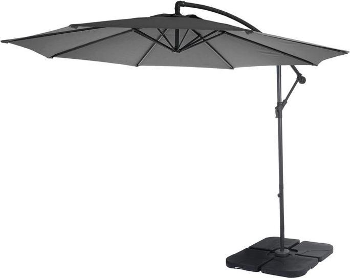 Mendler Ampelschirm, Sonnenschirm Sonnenschutz, Ø 3m neigbar, Polyester/Stahl 11kg grau mit Ständer (3.60 m)