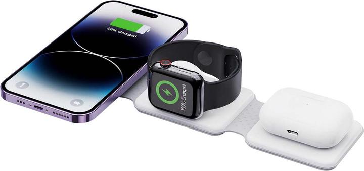 Actual product image Jaym Foldable 3-in-1 charging station that is compatible with induction charging/MagSafe. (15 W)