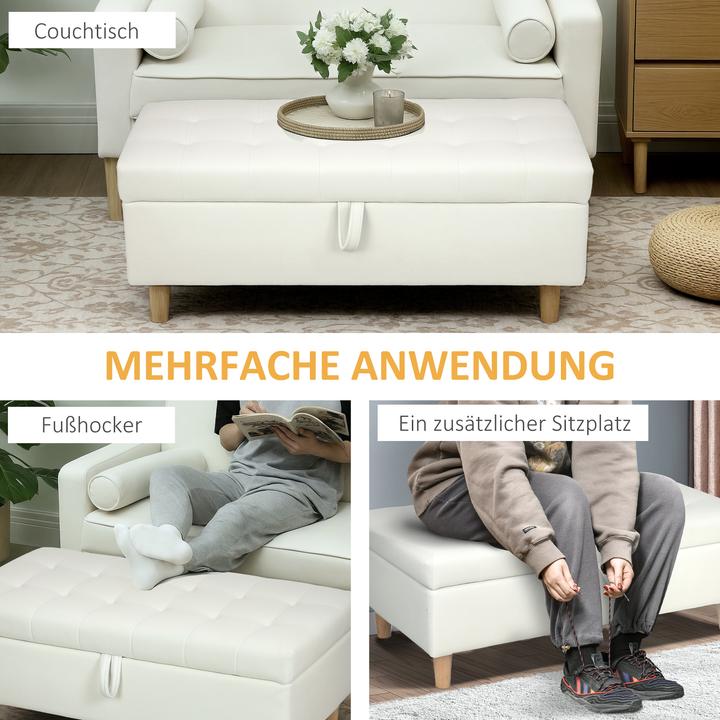 Image du produit Homcom Sitzbank Polyester, Schaumstoff Cremeweiss (50 cm)