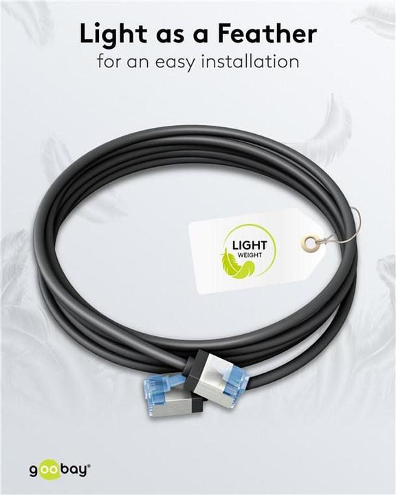 Actual product image Goobay Ultra-flexible CAT 6A patch cable, slim, U/FTP, black (U/FTP, CAT6a, 1 m)