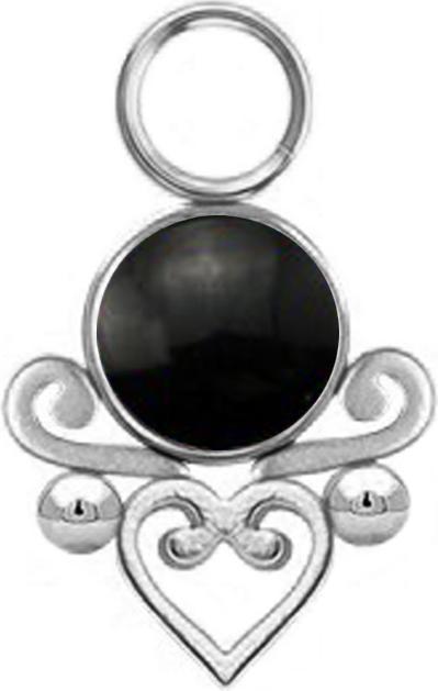 Immagine prodotto Star Piercing Anhänger silber schwarzer Onyx Stein filigranes Herz (senza ottone, Mnerale, Acciaio chirurgico 316L)