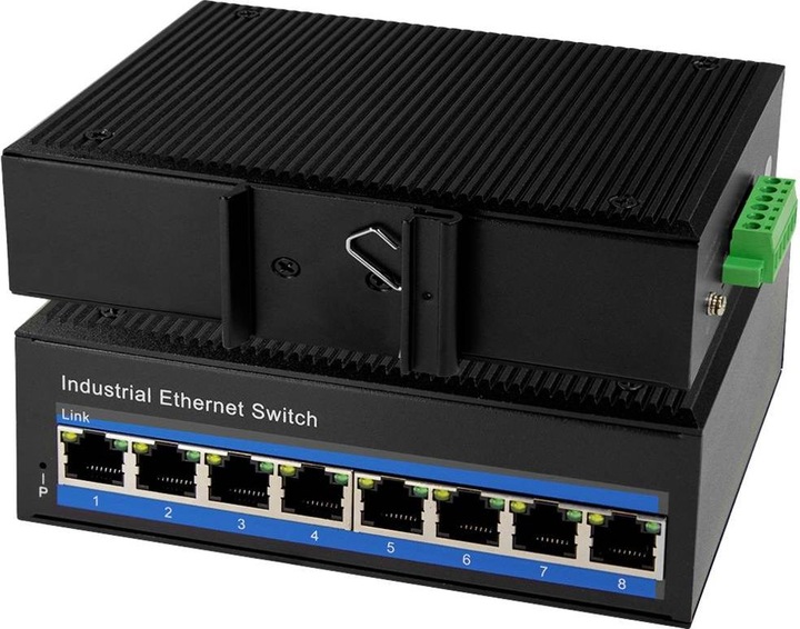 Produktbild LogiLink NS201 Industrieller Fast Ethernet Switch 8-Port 10/100 Mbps Hutschienenmontage PoE (8 Ports)