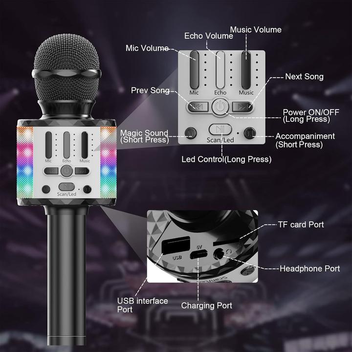 Produktbild MicQutr Karaoke-Mikrofon mit Bluetooth-Lautsprecher