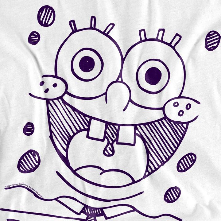Actual product image Spongebob Squarepants Unisex Adult Grin Felt Pen T-Shirt (M)