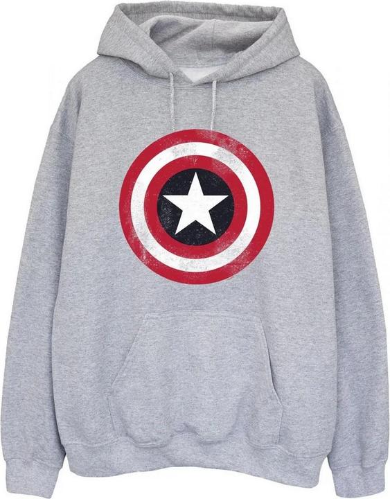 Immagine prodotto Captain America Felpa con cappuccio con scudo, con effetto distressed (S)
