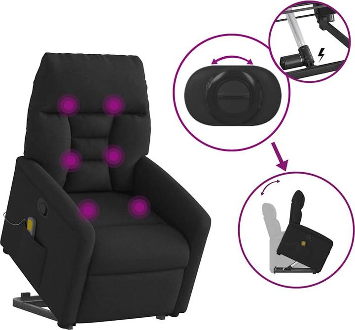 Immagine prodotto vidaXL Poltrona massaggiante con ausilio per la posizione eretta in tessuto nero