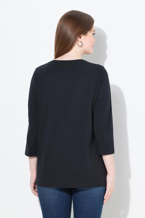 Actual product image Ulla Popken Sewing Machine 3/4 Sleeve Graphic Tee (62)