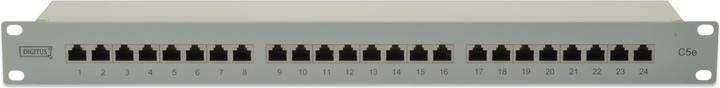 Produktbild Digitus Patch Panel 48,3cm 19Zoll 24Port Cat5e STP geschirmt grau RAL7035 Kabelinstallation mit LSA Leist...
