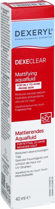Actual product image Ducray Dexeryl Dexeclear Mattifying Aquafluid Spf50 40ml (Sun cream face, SPF 50+, 40 ml)